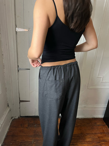Drawstring Trouser in Italian Grey Wool Suiting