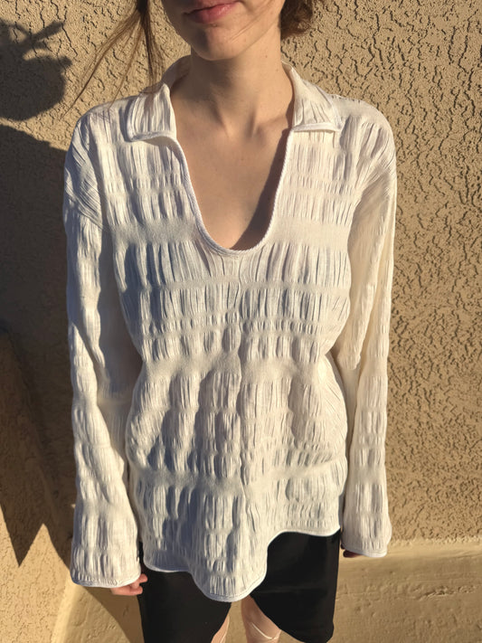 Popover in Ivory Ruched Linen