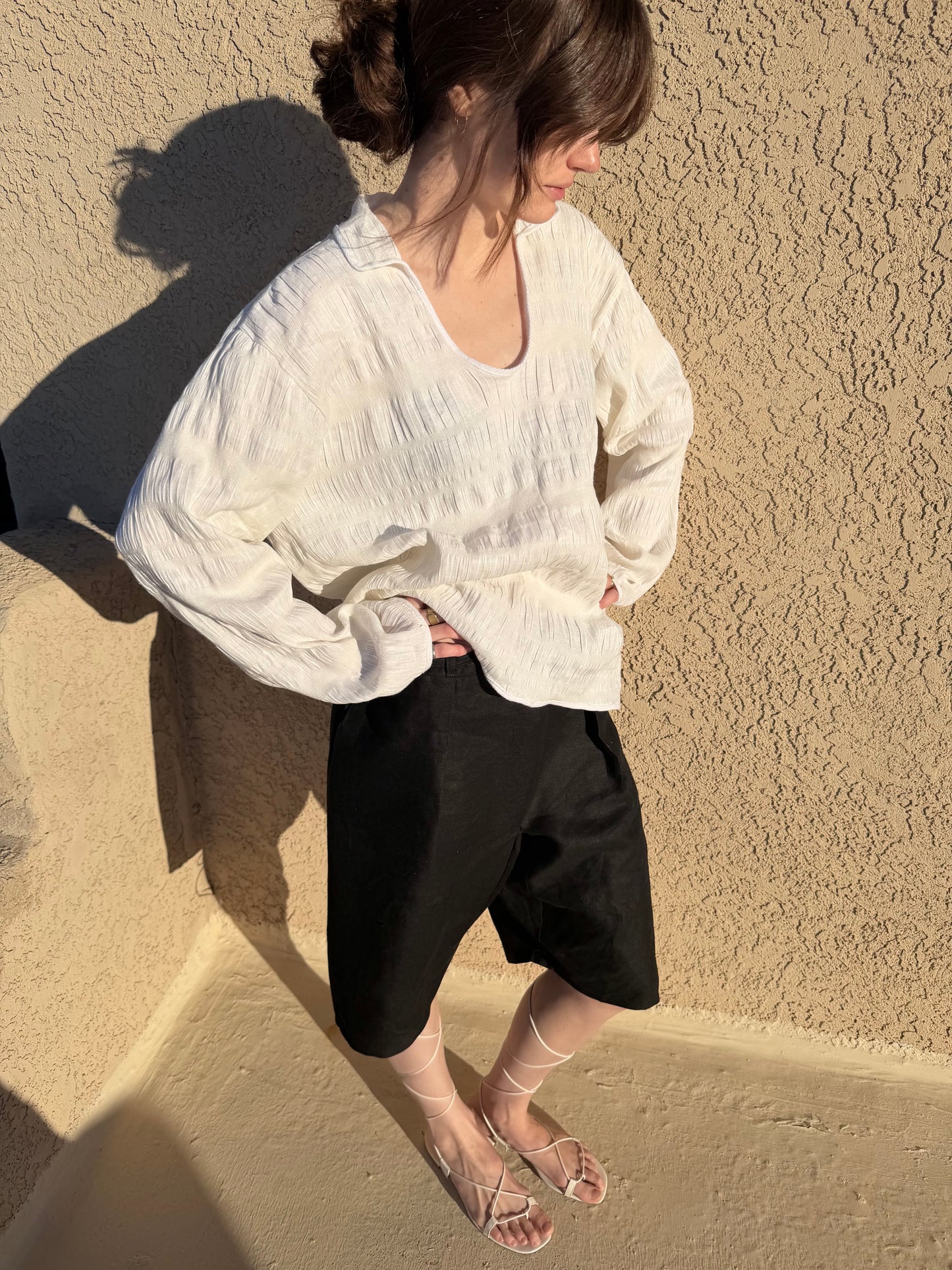 Popover in Ivory Ruched Linen