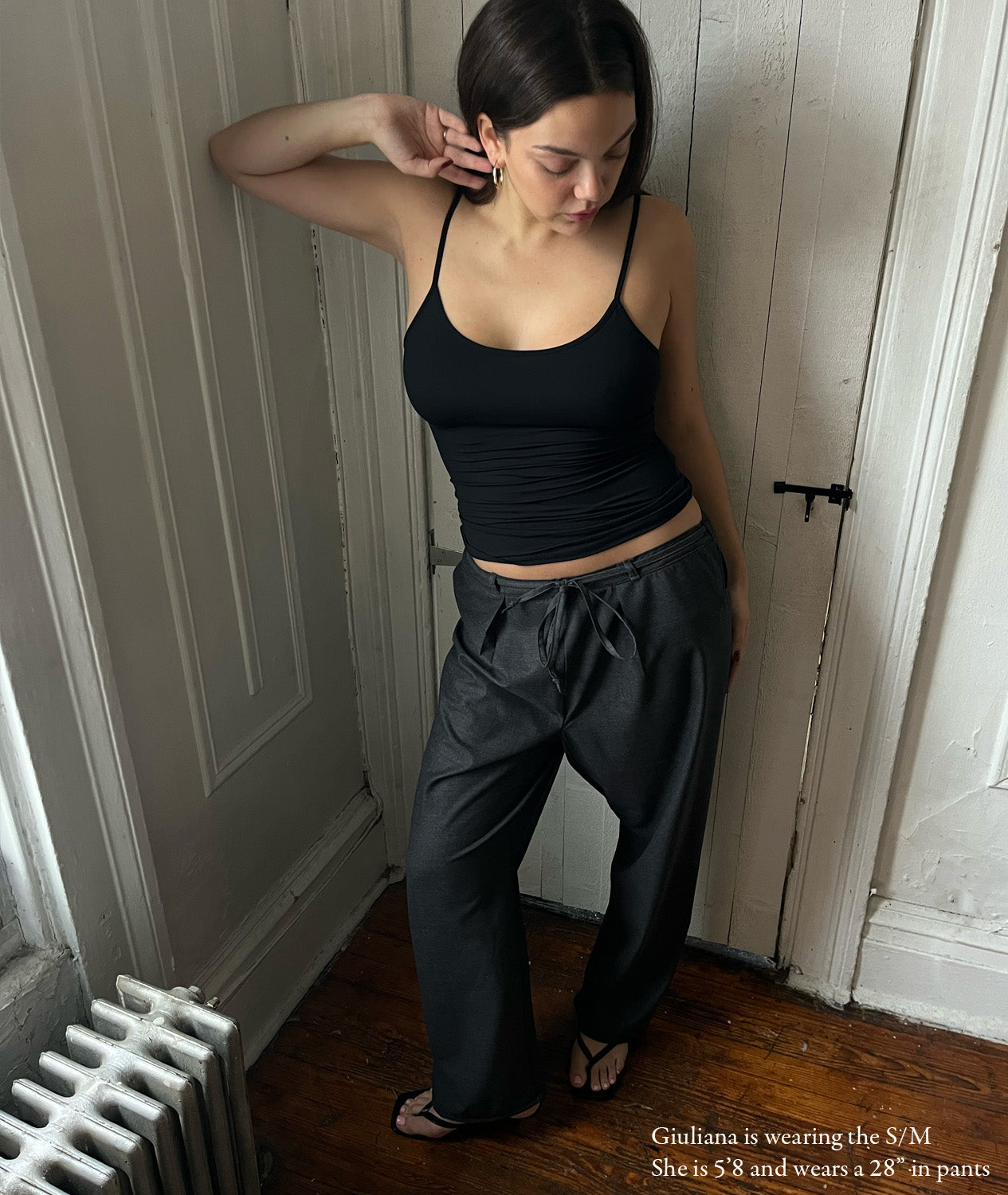 Drawstring Trouser in Italian Grey Wool Suiting