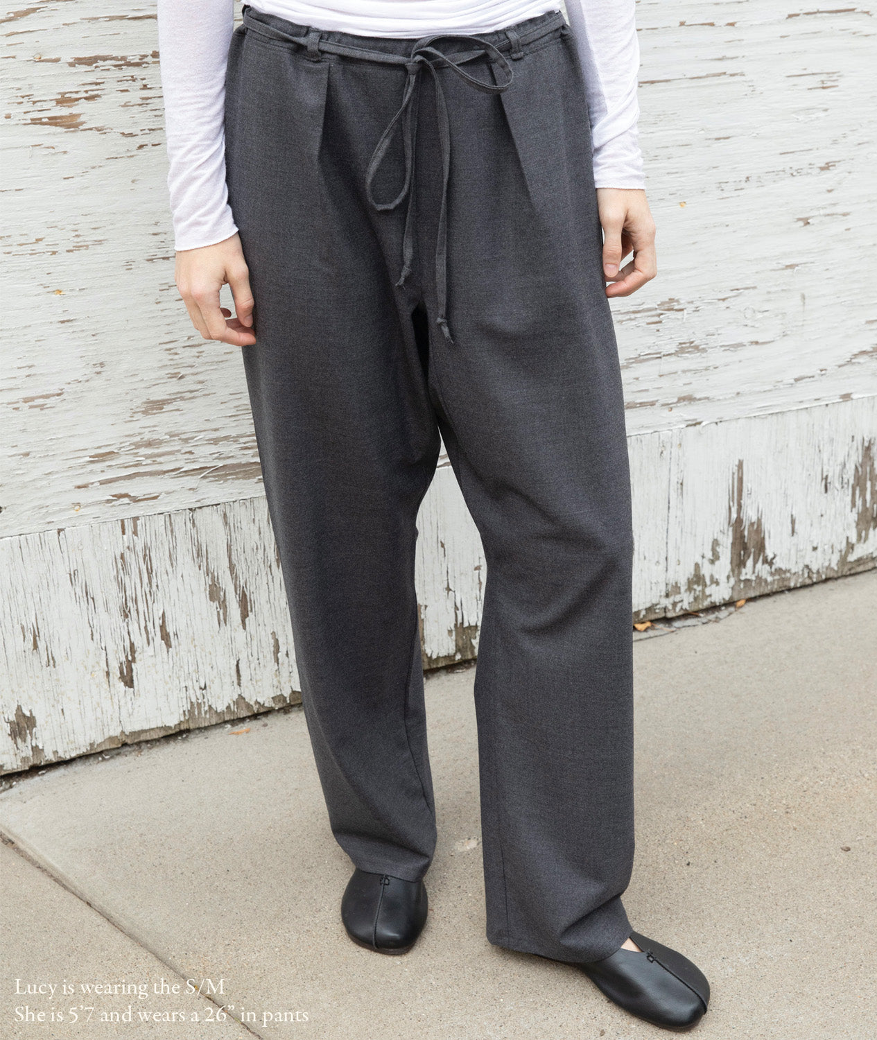 Drawstring Trouser in Italian Grey Wool Suiting